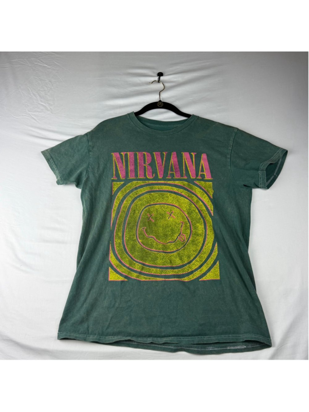 Nirvana Graphic Short Sleeve Tee, Green/Yellow, Size M